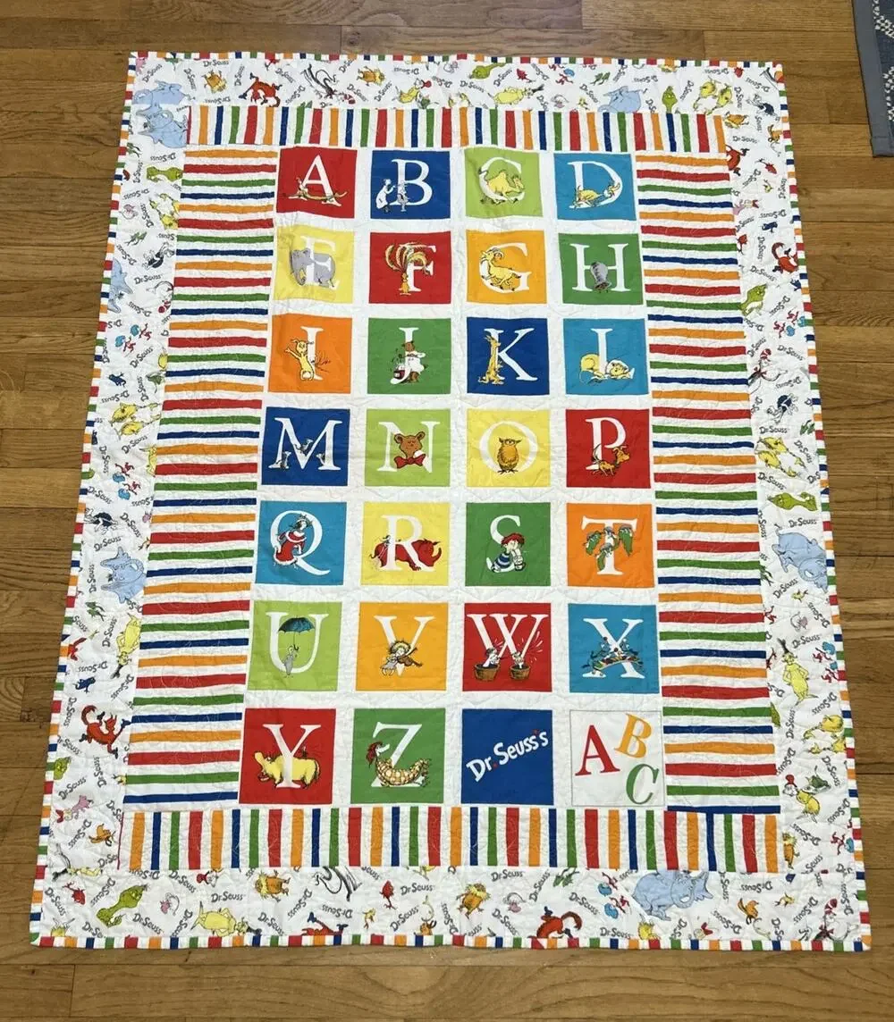 Dr Seuss Hand Made ABC Quilt 40x51